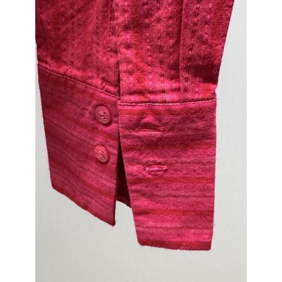St Johns Bay Shirt Womens Adult Size M Color Red Long Sleeve Button Up Casual - Picture 3 of 9